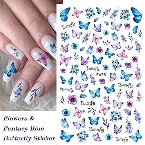 Налепници за уметност од пеперутка за нокти самолепливи декорации за нокти Ванеса нокти дизајнира украси за жени декорација