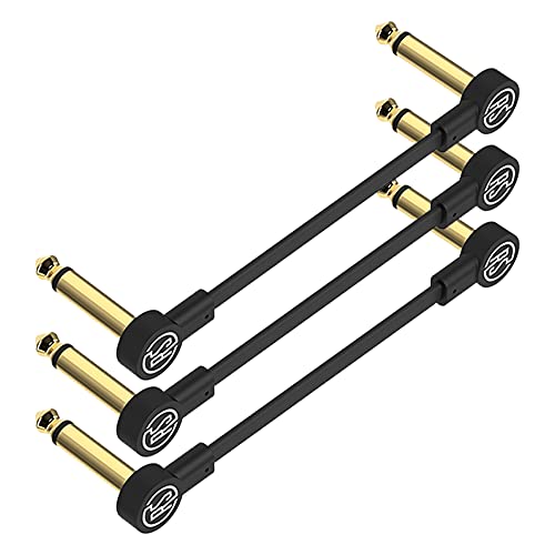Кабели со рамен гитара за гитара - кабли за педали од 4 инчи во форма на Ц - црна со трајни конектори со позлатени злато, максимизирајте го