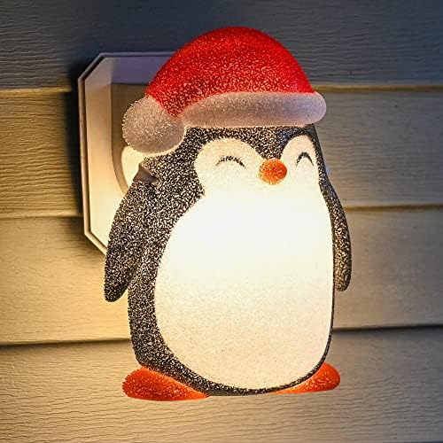 Орнатива светло покривка на тремот - пингвини глава на отворено предниот трем ламба за декорација на одмор - сет од 2