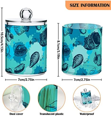 Seahorse Conch Shell Ocean 2 пакет памук британски држач за држачи на топката Организатор диспензерот пластичен countertop канистер со капаци памук