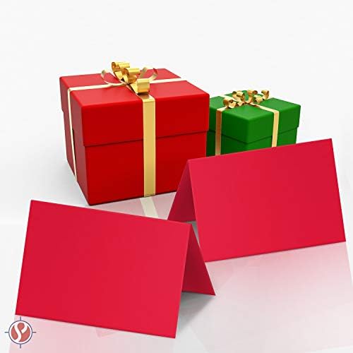 А7 Црвена половина преклопна празна честитка - Одлично за празници, Божиќни и новогодишни картички | 5 ”x 7” | 50 картички по пакет