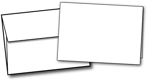 5 x 7 Екстра дебели празни бели картички со пликови - 100 сет пакет - дебела хартија од 100lb капаче - постигнато преклопување картон за правење картички