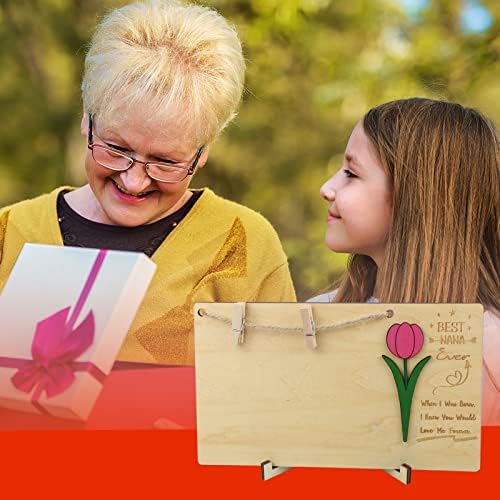 Најдобра Нана некогаш фото рамка Дрвена плакета декор со 3Д цвет за подарок за Денот на мајката за баба од внука одговара за какви