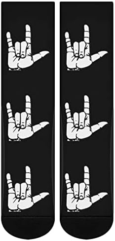 Weedkeycat ASL Американски знаковен јазик Те сакам машки зимски чорапи топло порибување на теле за ладно време на отворено рекреација