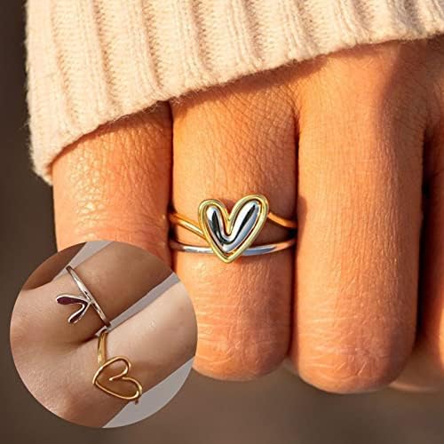 Планински прстени за жени за ќерка и мајка во облик на срце, Исклучителен прстен Роденденски подарок за мајчин подарок за нејзиниот loveубовен прстен женски во форма