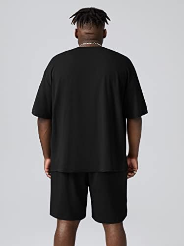 Fdsufdy Облека со две парчиња за мажи мажи со букви графички мета и шорцеви