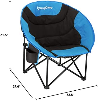 Кингкамп Месечината сочини кампување со голема преклопна преклопна преносна тешка удобна софа стол поддржува 300 bs со држач за чаши и
