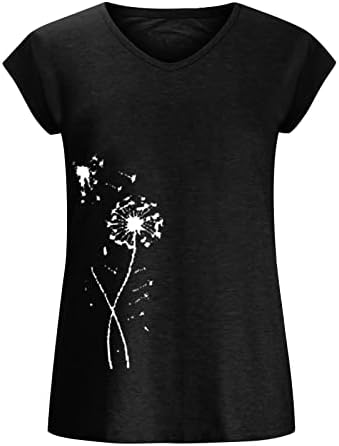 Летна есен врвна маица за девојки без ракави памук vneck графички глуварче печатење цветна маица QD QD
