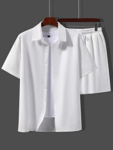 Oshho Облека со две парчиња за мажи со цврста кошула и шорцеви за половината за влечење без мета