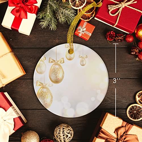 Керамички божиќни украси, точки на златни јајца, пополнувајќи висечки украси за украси за новогодишна елка, велигденски ден за вineубените, приврзоци за време