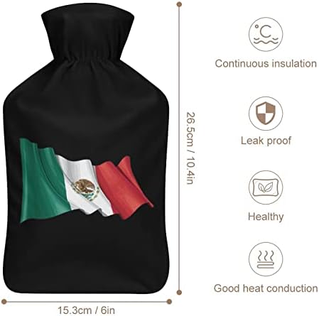 Мексико знаме кадифен вреќа со топла вода, симпатична гумена вода вбризгување топла вода шише за нозе потопло