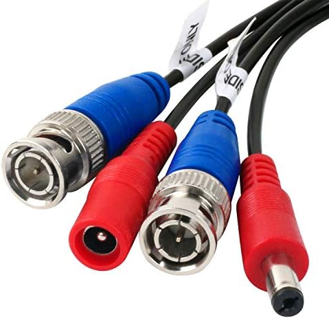 Tainston 2 пакет 25 стапки BNC Video Power Cable, BNC Extension Wire Пред-изработена жица за видео безбедносна камера за видео со конектори