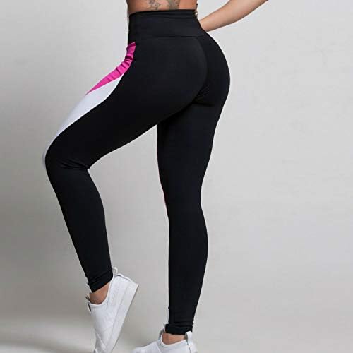 Женски јога панталони високи половини слаби хеланки блок во боја шарени печатени тенок фит панталони танцувачки салата за вежбање панталони