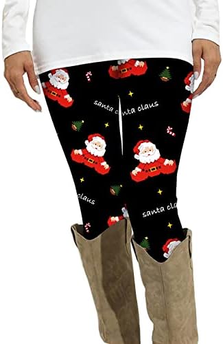 Божиќни хеланки за жени со високи половини Дедо Мраз печати симпатична вежба за вежбање, тенок вклопат обични салата панталони хулахопки