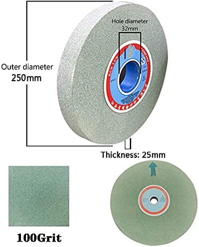 Goonsds Зелена силиконска карбид клупа за мелење на тркалото за мелење - 250mmx32mmx25mm 1 парчиња, 100 решетки