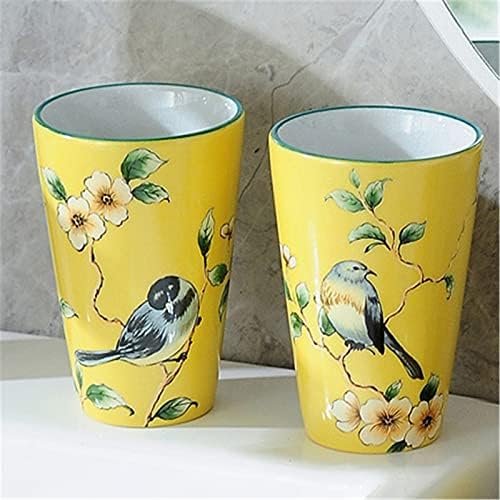Мултифункционална чаша за четкање на птици со жолто дно, чаша за миење на устата против корозијата за парови, подарок за подарок за