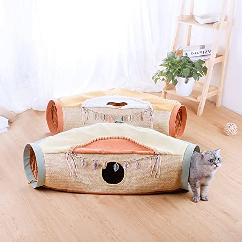 Дојди кревет за тунел со мачки со мат, појава на склоплива цевка со топка за гребење, интерактивна играчка, врв на дупка за скривања за мачки за мачиња за кученца, по?