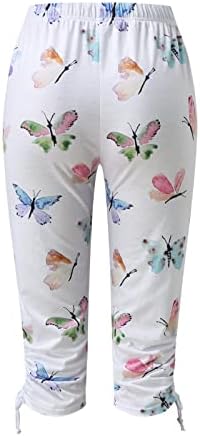 Xiloccer панталони за жени жени обични панталони со цвет печатење обичен одмор влечење слаби хеланки исечени панталони