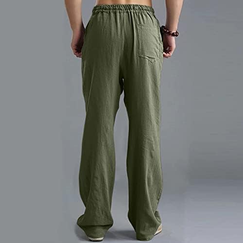Панталони за јога Хехоа за мажи, машка памучна постелнина панталони еластична половината удобна џогерска јога панталони панталони