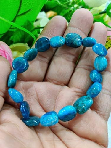 Индиски извоз Синиот Апатлт Тумер Камен 10 мм нараквици ++++ АААА Полу скапоцен камен, нараквици за жени, ден на мајки, подарок
