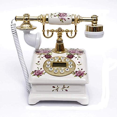 Walnuta Европски антички телефон, ретро гроздобер телефонски телефони Класичен биро фиксна телефон со реално време и приказ на лична карта за канцеларија за домашна д