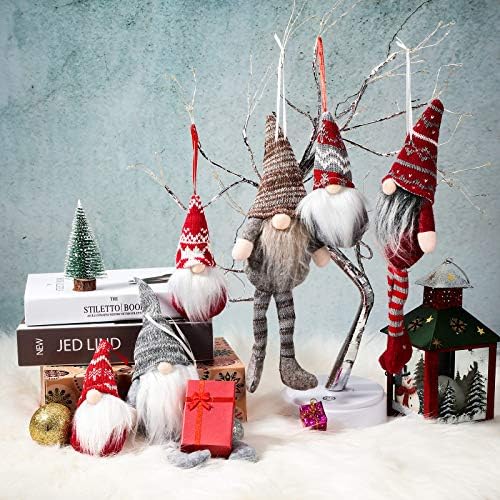 Skylety 9 парчиња Божиќни украси, полнети гноми Божиќни украси Божиќни висечки украси Скандинавски Дедо Мраз Гном капа за украси за домашни украси