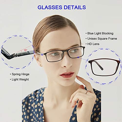 Ytdbns очила за читање сино светло блокирање - 2 читатели на пакети мажи жени правоаголник компјутерски очила 0,5