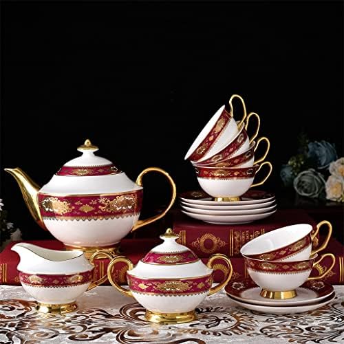 Seasd 15 парчиња со добар квалитет коска Кина црвена налепници кафе сет за олеснување од порцелански чај