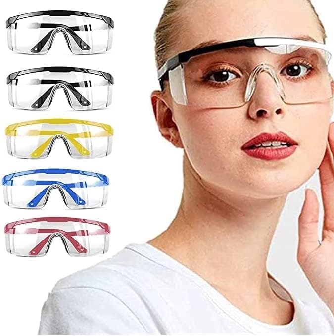 5 пакувања Очила за очила за безбедност, Z87 чисти анти-масти широки очила за заштита на очи, УВ 400 блокирајќи ги прилагодливите