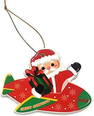 Сублимација Керамика виси украс Божиќ Божиќна украс Ерменс Вклучување 2022 година Авион Дедо Мраз порцелански украс со јаже 1 парчиња