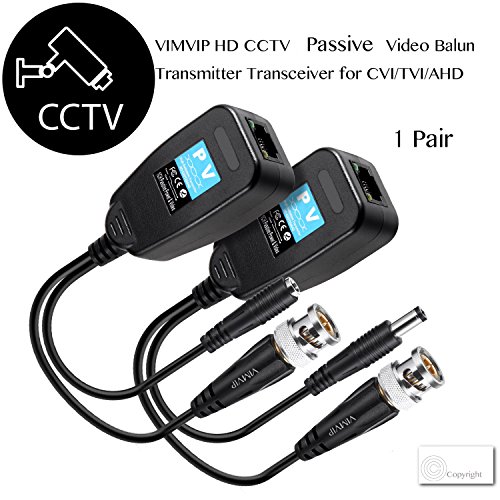 VIMVIP HD-CVI/TVI/AHD Пасивно видео Балун со приклучок за напојување и RJ45 CAT5 предавател на податоци 1 пар пар пар