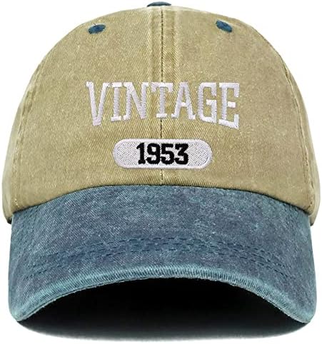 Трендовски продавница за облека Гроздобер 1953 година Извезена 70 -ти роденден Мека круна измиена памучна капа