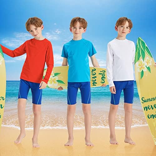 MIVEI Момче UPF 50+ Осип Стража Пливање Кошули Тенок Одговара Заштита Од Сонце Долг ракав &засилувач; Краток Ракав Младите Деца Брзо Сува