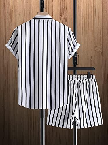 Фиокса облека со две парчиња за мажи со машка кошула и шорцеви за половината за влечење без мета без мета