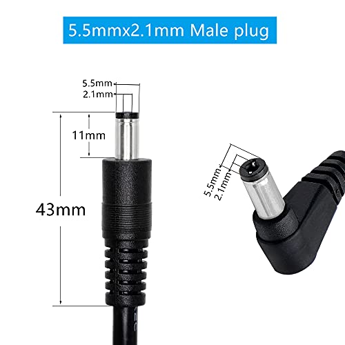Gintooyun Десен агол DC до DC машки кабел за напојување, 22AWG DC 5,5 mm x 2,1 mm машки до 90 степени DC машко приклучок за приклучок