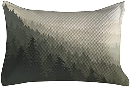 Ambesonne шума ватирана перница, северни делови на светот, зимзелени дрвја скандинавски шумски предели, стандардна обвивка за перница
