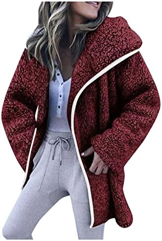 NARHBRG женско нејасно руно кардиган јакна зимско топло долга кимоно двојка со долг ракав отворен предниот дел од џемперите со џемпери од