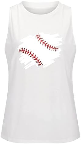 Miashui 3x женски врвови жени летни летни ракави без ракави бејзбол печатење резервоар на врвови обични маички блузи врвни мечки