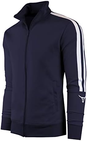 Скриншот Менс Урбан хип хоп Премиум патека јакна - тенок фит страна на спортска облека урбана облека улична облека мода врвен врв