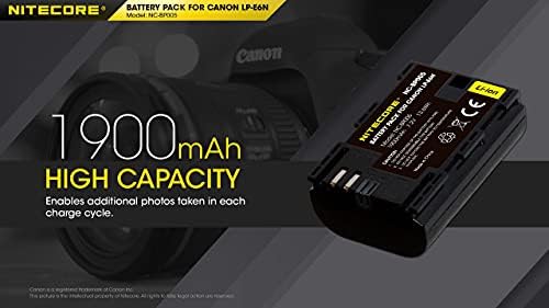 NITECORE NC-BP005 Батерија на камера компатибилна со Canon LP-E6N батерија 6D 6D MK II 5D MK III 5D MK IV 5DS 5DS R 60D 70D 80D 90D 7D