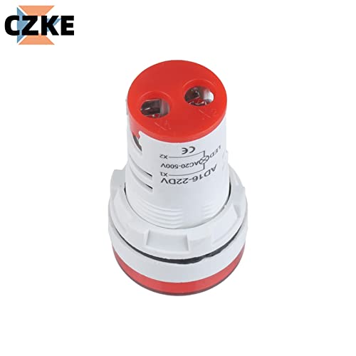 DZHTUS 2PCS MINI DIGITAL VOLTMETER 22MM ROOD AC 12-500V Тестер за напон на напон Монитор за напојување LED индикатор за LED 30x30mm
