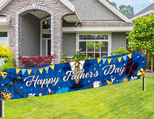 Среќен Ден На Таткото Декорација-Среќен Ден На Таткото Голем Сино Вратоврска Банер Двор Знак За Семејството Прослават Денот На Таткото