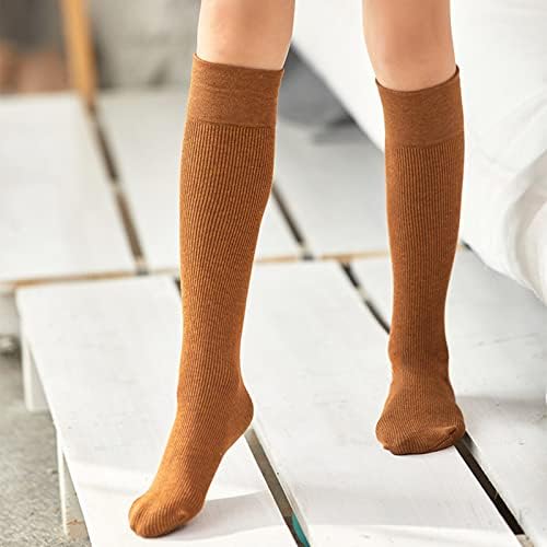 Детско дете плетени фудбалски чорапи колена високи цевки чорапи мали деца униформи чорапи памук симпатична бебе девојче чорапи со занази