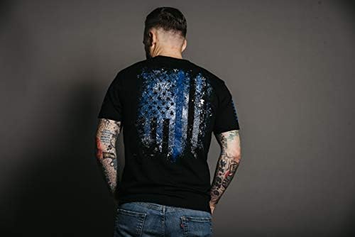 Сина штит во стил на грип - машка маица црна