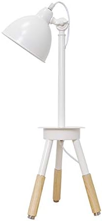 Cotclo -180 ° Прилагодливи ламби за табели, модерна LED бело железо цврсто дрво Декорација за читање подни ламби домашна осветлување