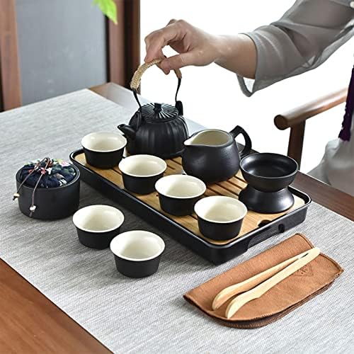 Јапонски чај сет, кинески чај Гонгфу сет со чајник, чаши чај, чајни канистер, чај сад, чаша Гогндао, убав азиски чај сет за возрасни
