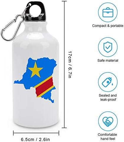 Конго знаме мапа со лесни шишиња со вода за вода Алуминиум спортски пијалок за пиење за велосипедизам за пешачење 400 мл