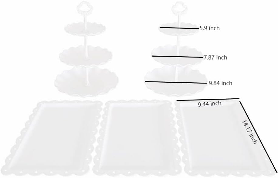 5 компјутери 3 нивоа на штанд за кекс, сет, приказ на табела за десерт со 2x мали 3-степени штандови за кекс на кекс + 3x фиоки за мезе