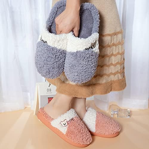 Лизгачки чизми жени со големина 11 дами плишани дома топло папучи од памук зимски памучни влечки мода симпатична лежерна влечка за дома
