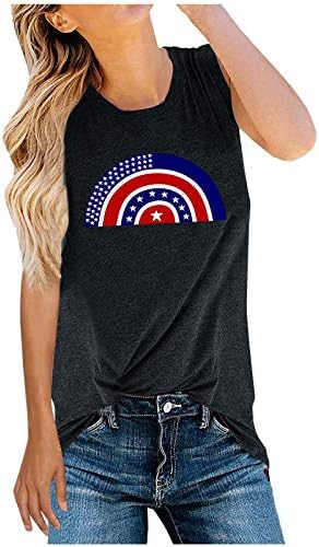 4-ти јули кошули резервоар за врвови за жени во САД знамето лето обични starsвезди на маици без ракави ленти со врвови на атлетски резервоар
